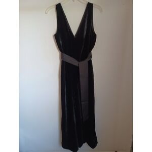 J. Crew Womens 0 (XS) V-neck Wide Leg‎ Black Velvet Jumpsuit Sash Belt NWOT